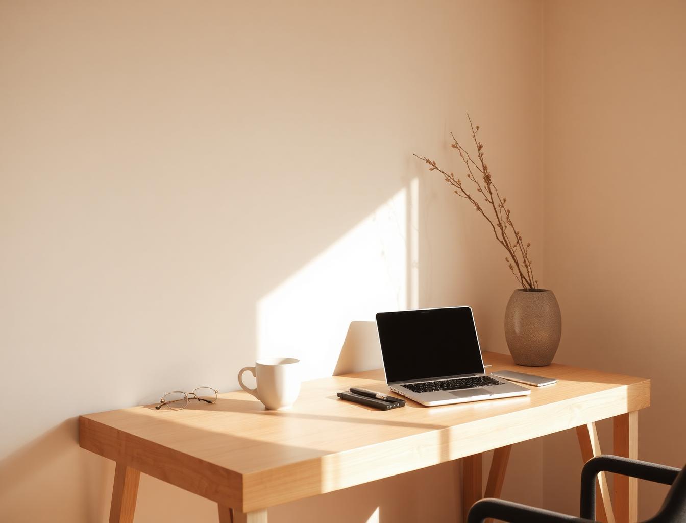 Spazio di lavoro minimalista con laptop